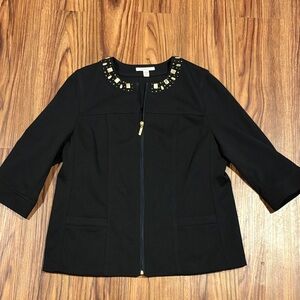 JM Collection Black zip up with Gold Details